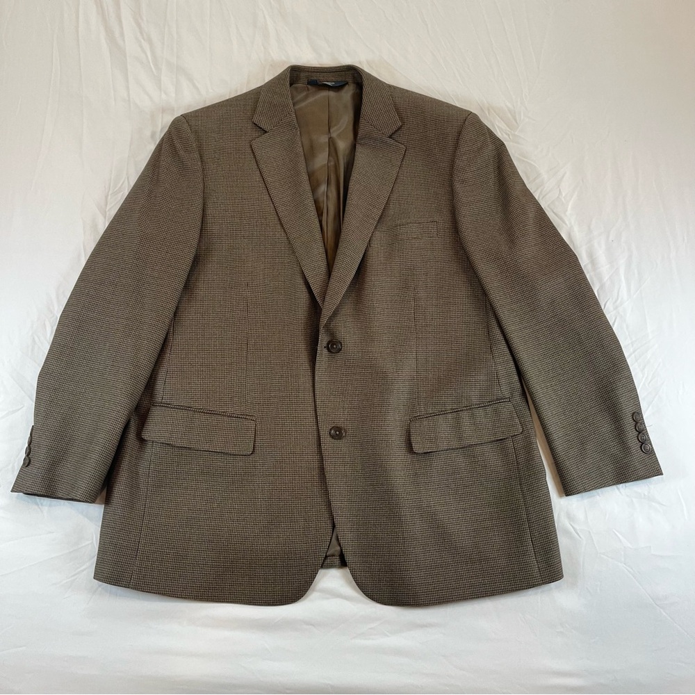 Pronto Uomo Platinum Blazer Mens 44R Brown Houndstooth Luxury Wool Sport Coat